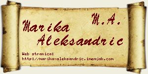 Marika Aleksandrić vizit kartica